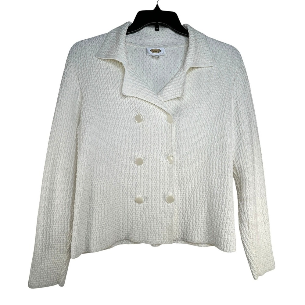 Talbots Double Breasted Sweater Cardigan Jacket Ivory Cream Women's‎ Size M